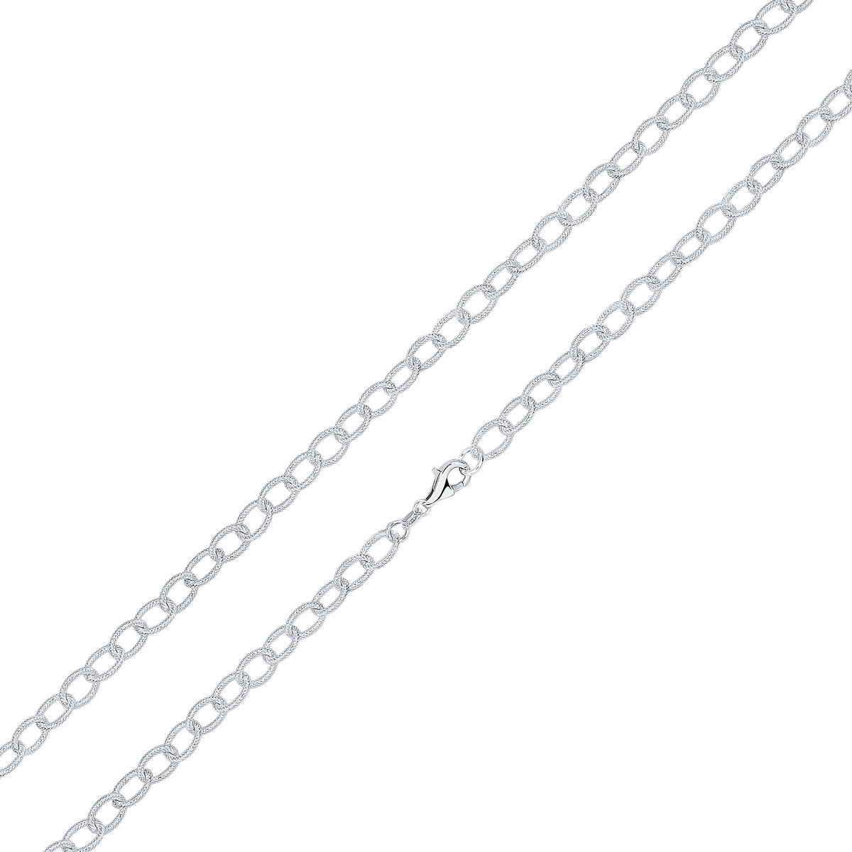 Silver 7.5mm Textured Oval Link 18"