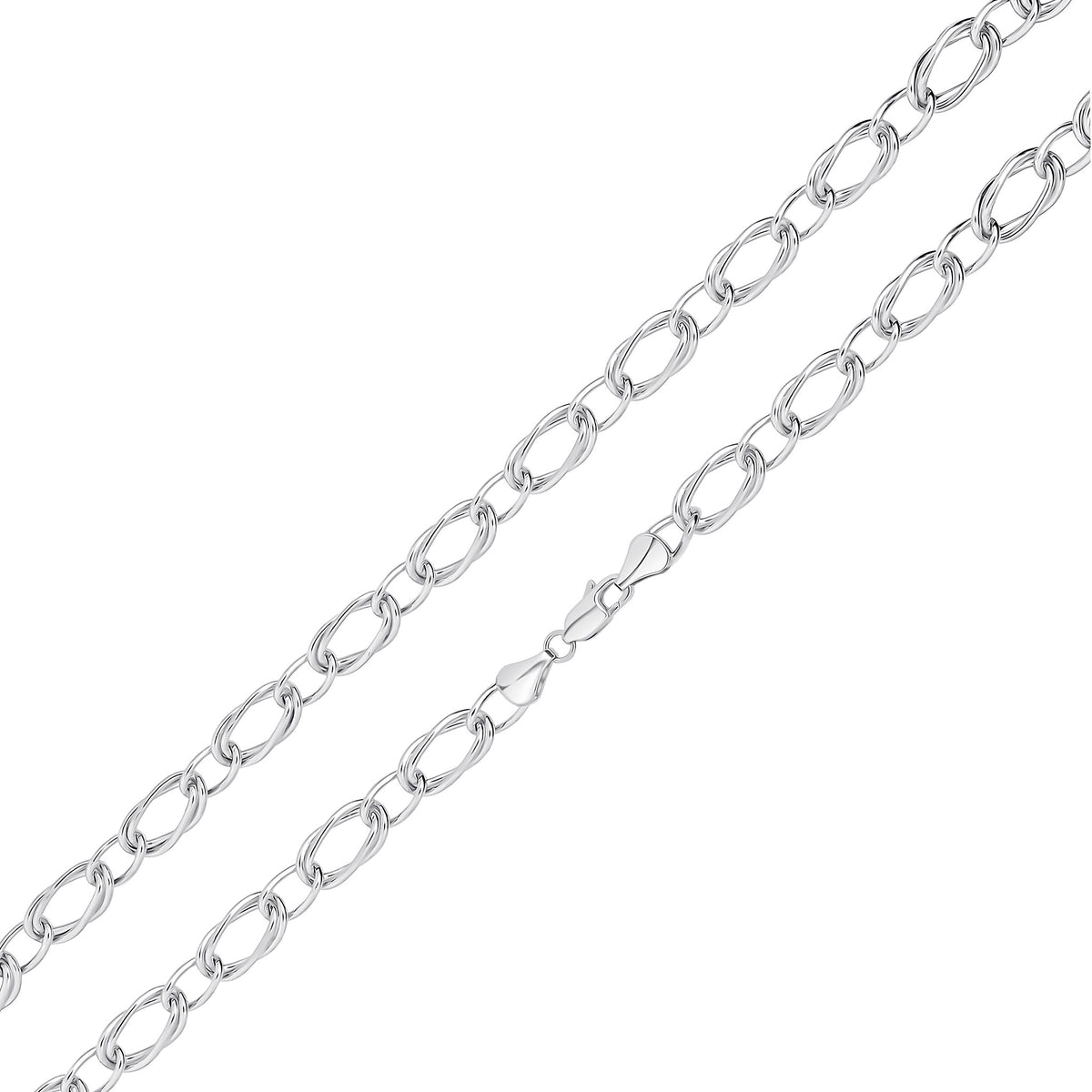 Silver 8mm Oval Double Link 18"