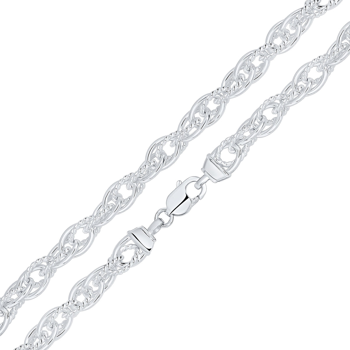 Silver 9mm Fancy Rope 18"