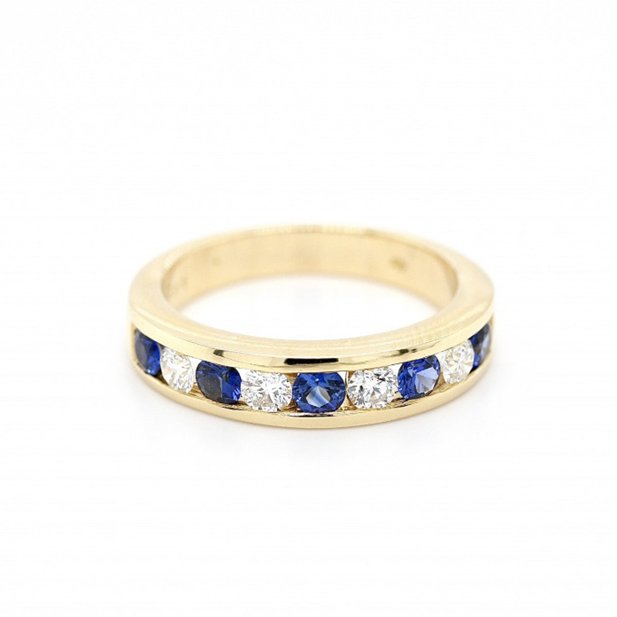 18ct Channel-Set Sapphire Diamond Eternity Ring
