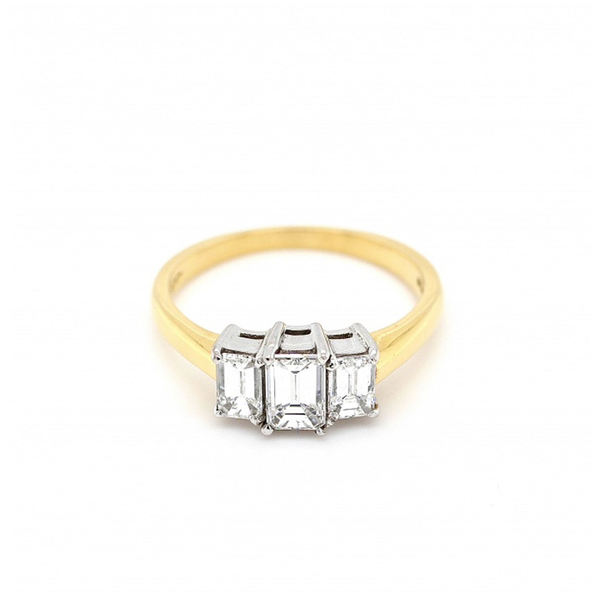 18ct Emerald Cut 3 Stone Diamond Ring