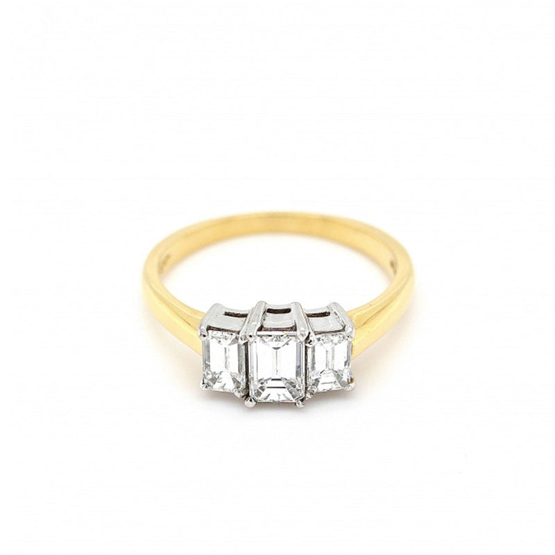 18ct Emerald Cut 3 Stone Diamond Ring