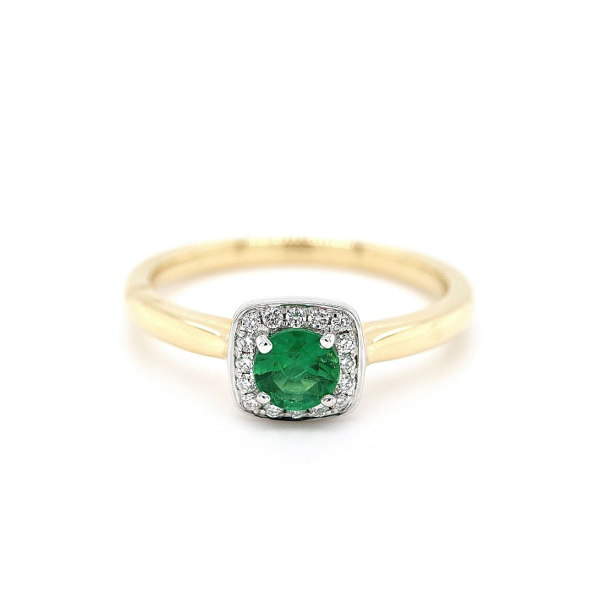 18ct Emerald Diamond Square Halo Ring