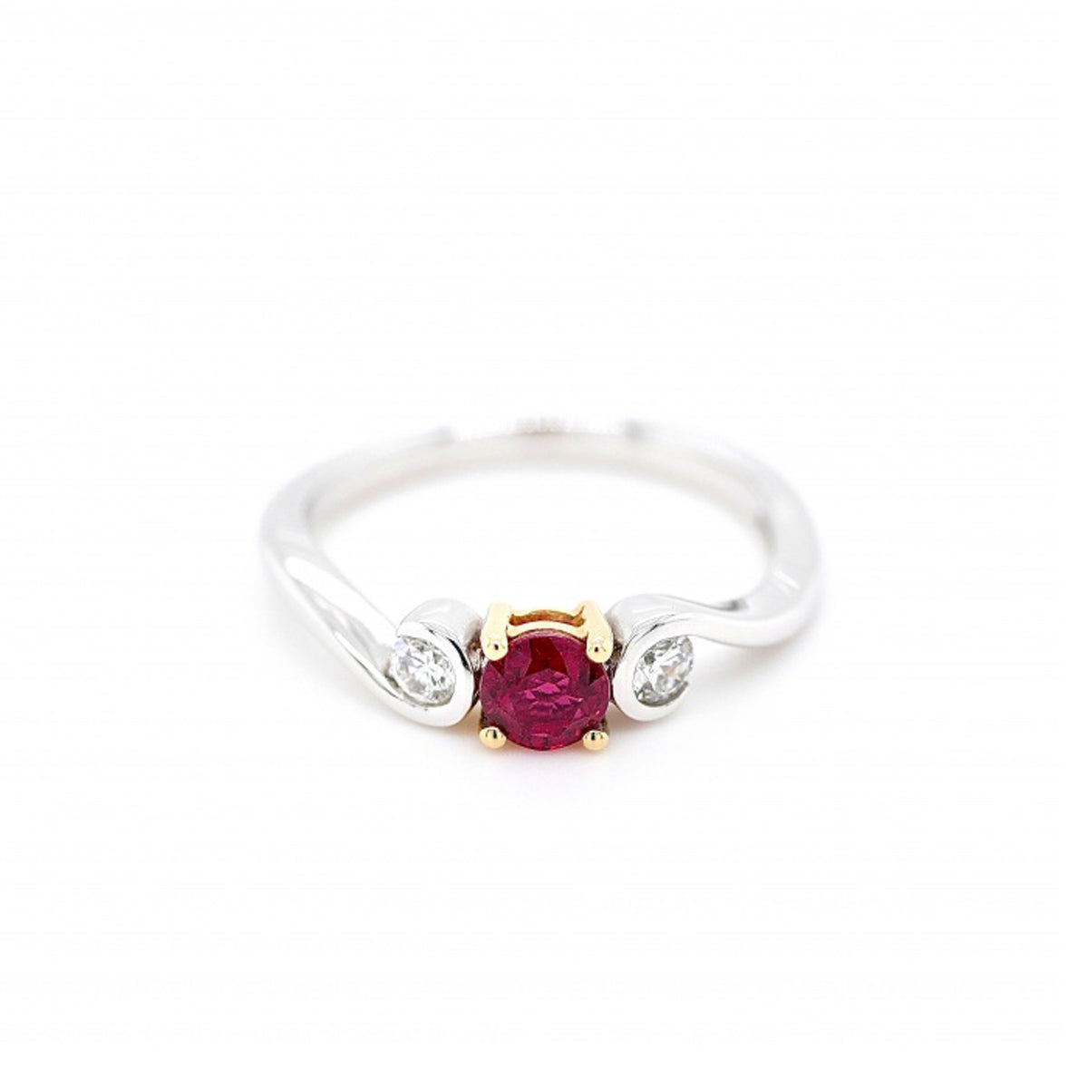 18ct Ruby and Diamond 3-Stone Ring 0.43ct