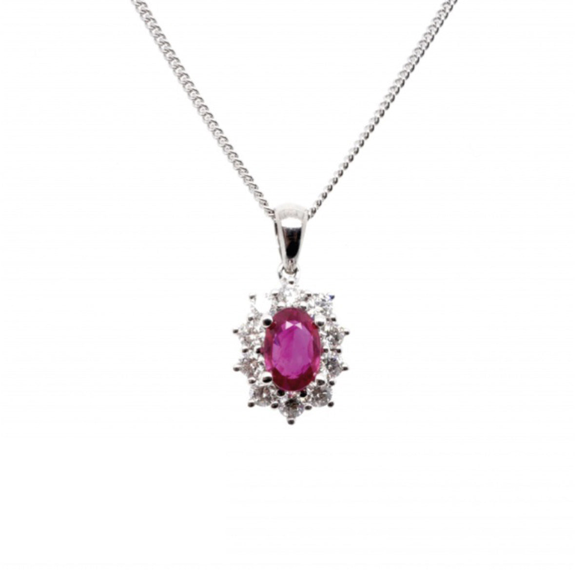 18ct Ruby and Diamond Cluster Pendant