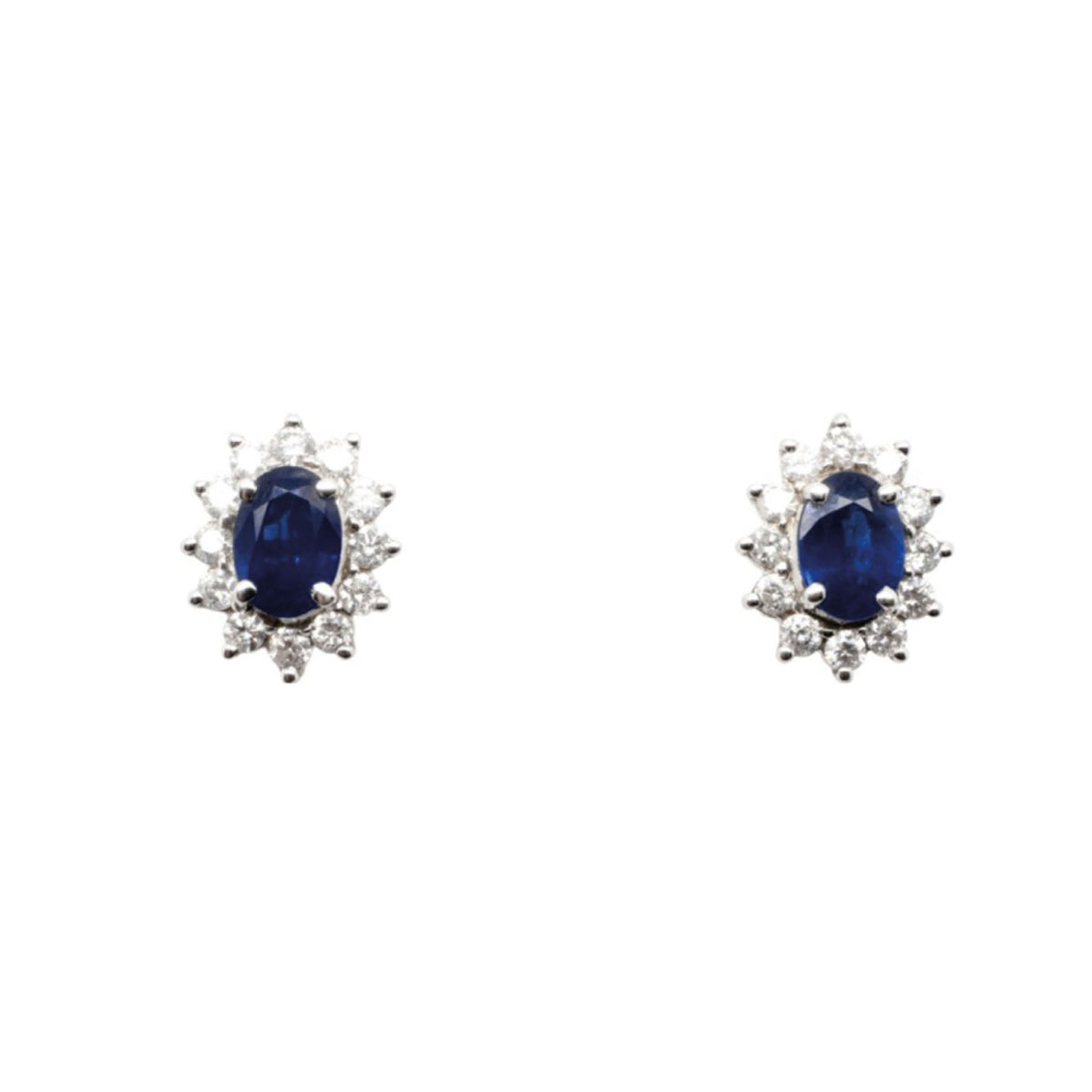 18ct White Gold Sapphire & Diamond Cluster Earrings