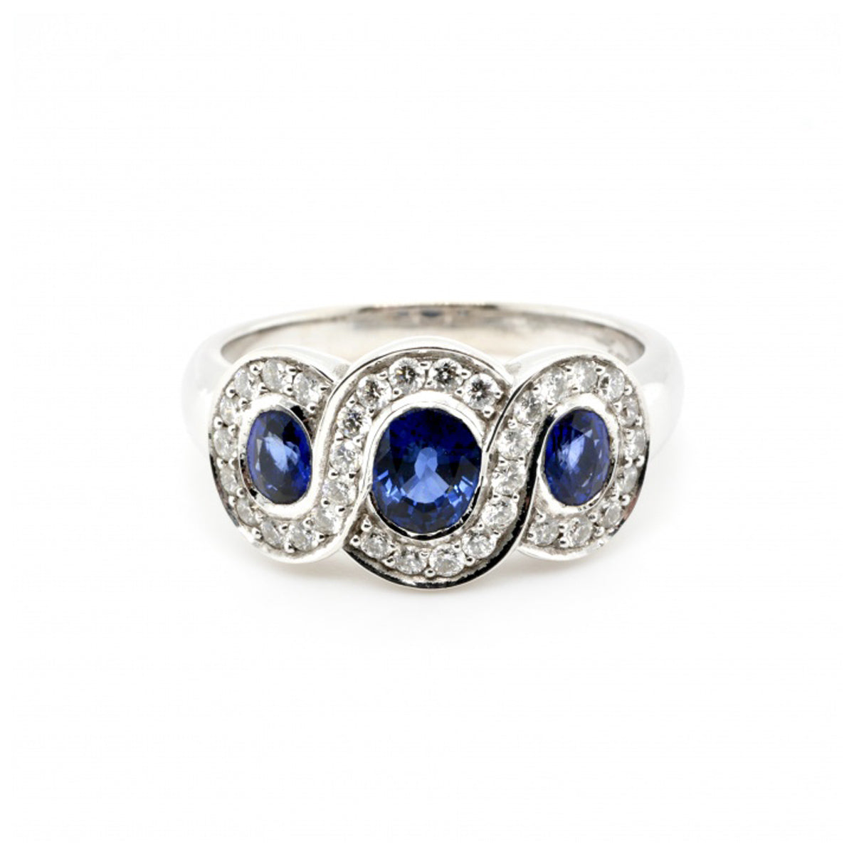 18ct White Gold Sapphire & Diamond Infinity Ring