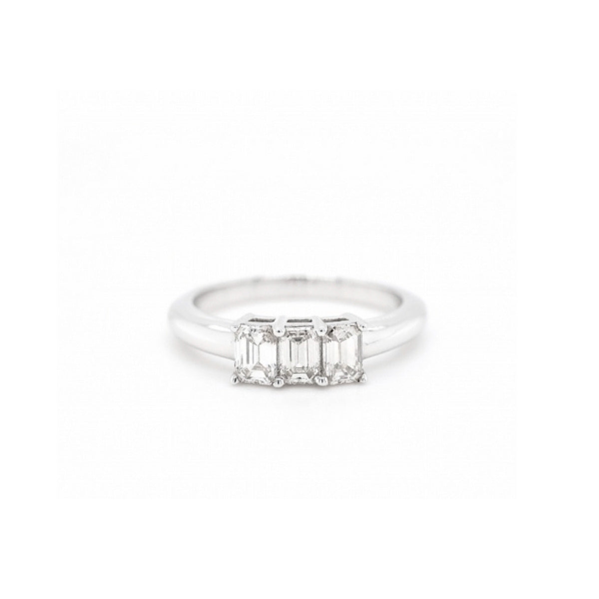 18ct White Gold 3-Stone Emerald-Cut Diamond Ring
