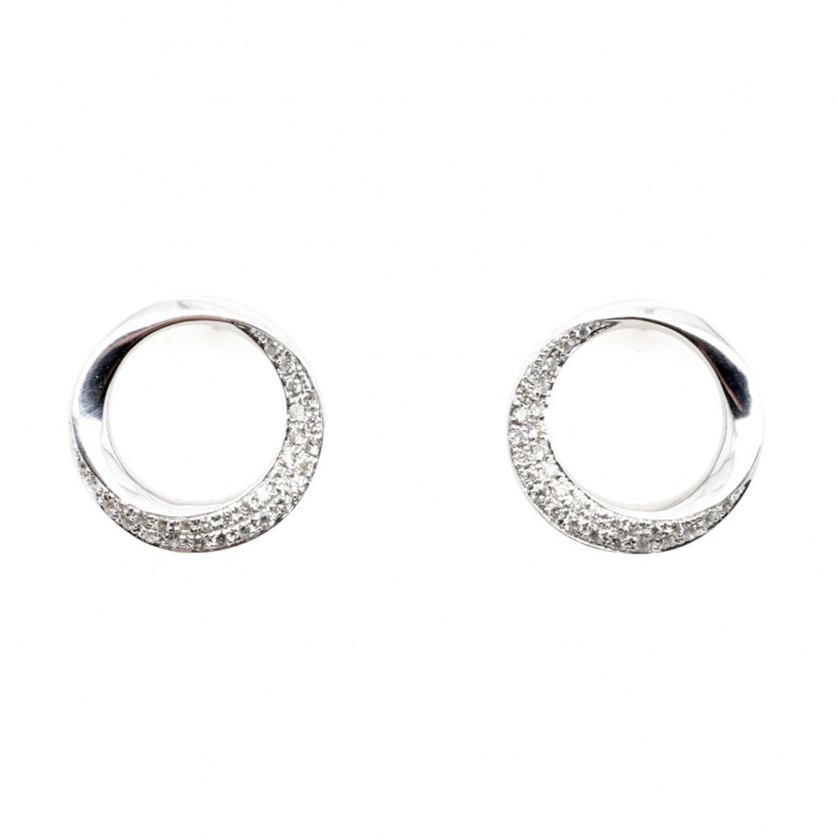 18ct White Gold Diamond Circular Earrings 0.27ct