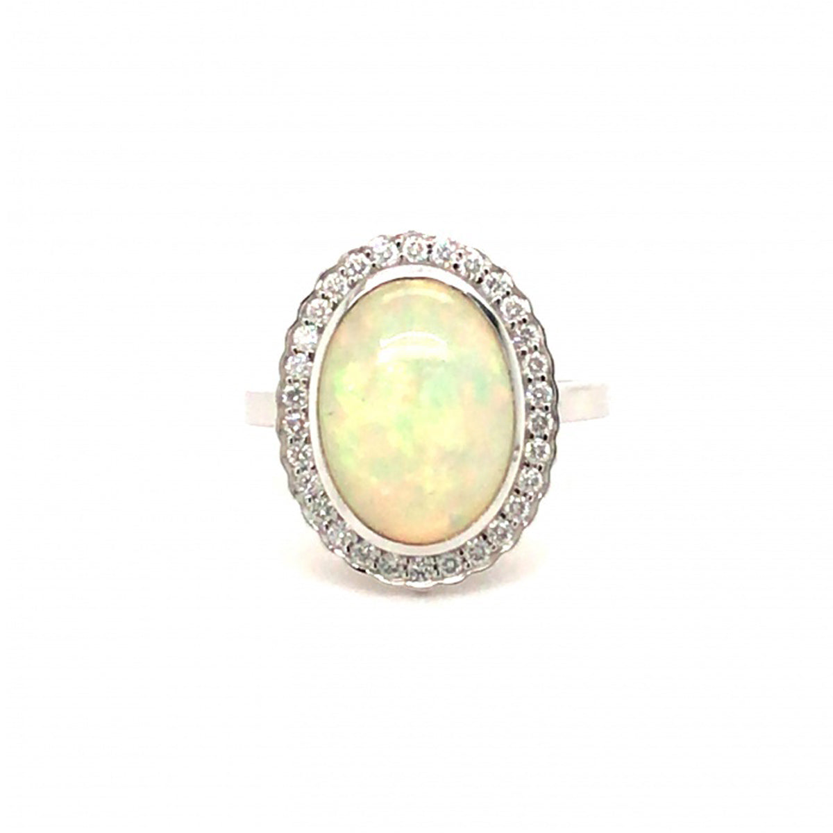 18ct White Gold Opal and Diamond Ring