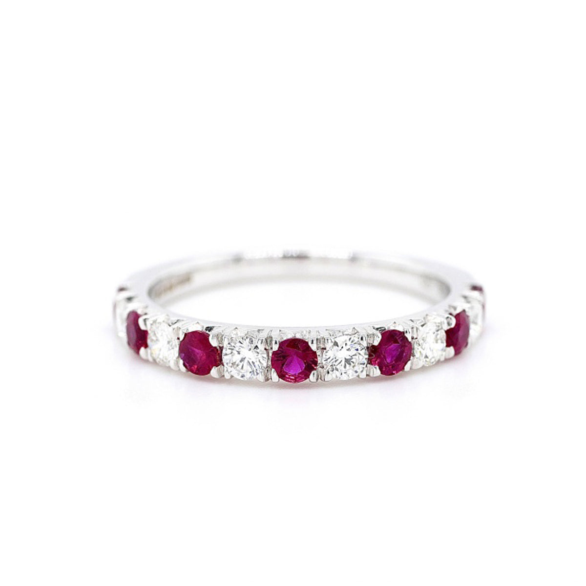18ct White Gold Ruby and Diamond Half Eternity Ring