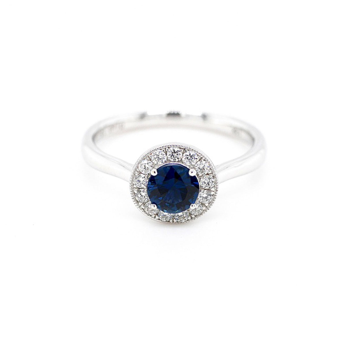 18ct Sapphire Diamond Single Stone Halo Ring