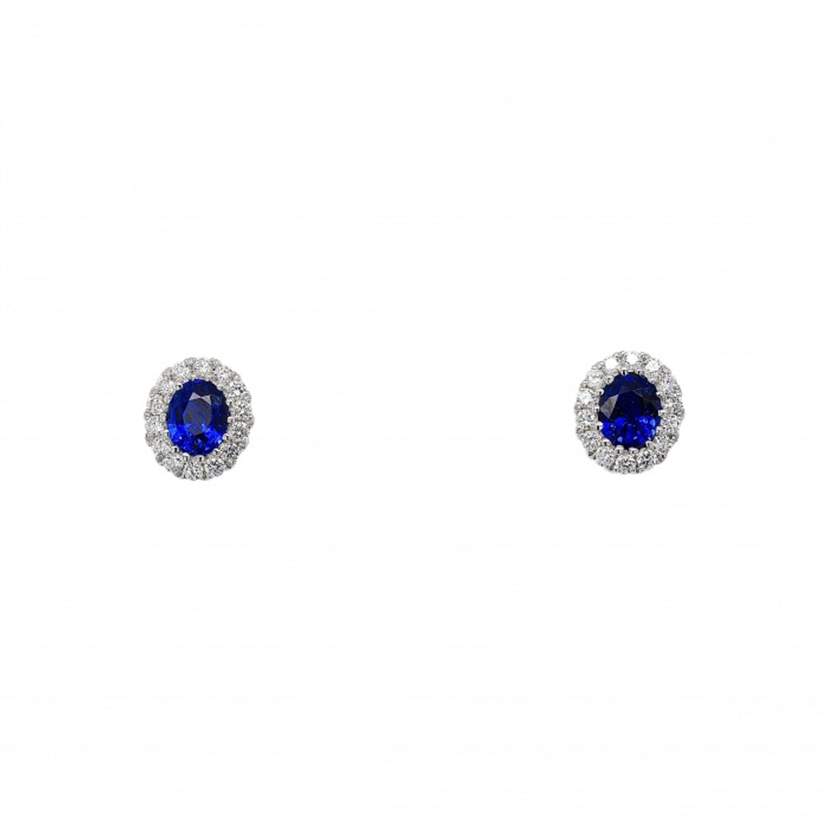 18ct White Gold Sapphire Diamond Halo Stud Earrings