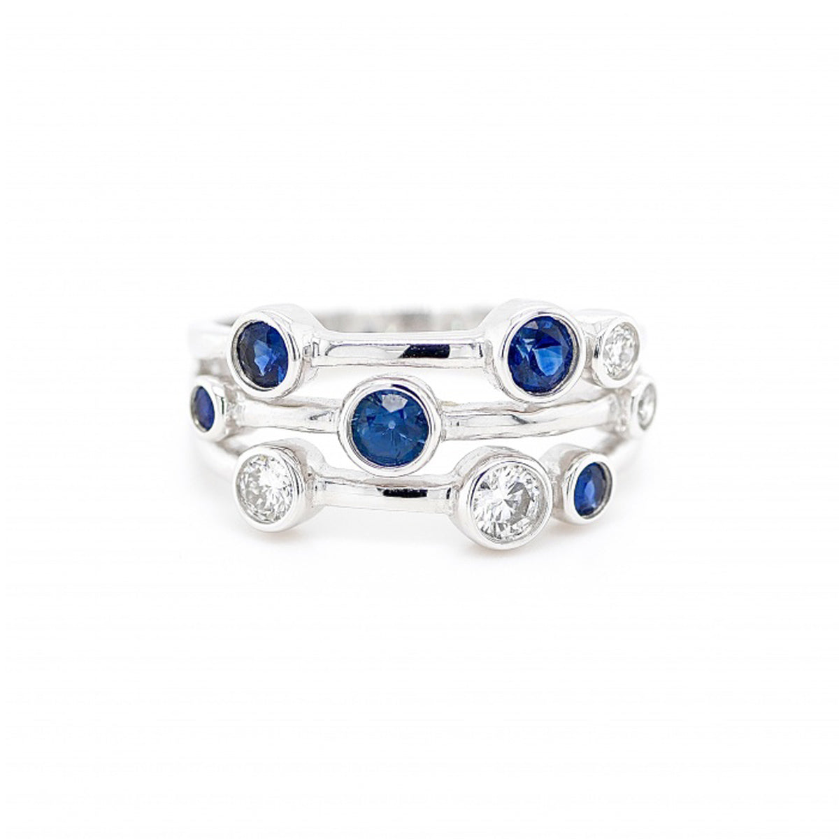 18ct White Gold Sapphire and Diamond Bubble Ring