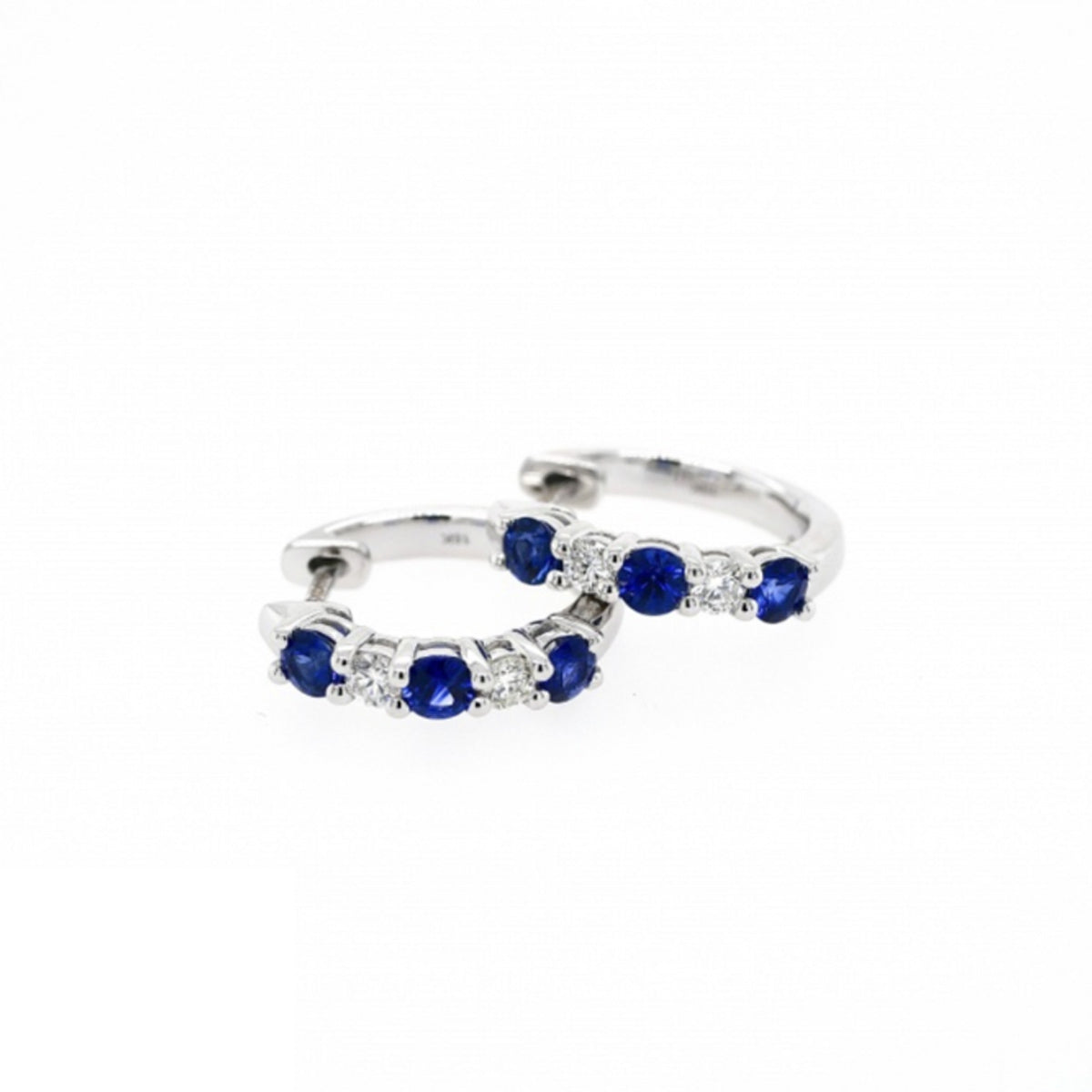 18ct White Gold Sapphire and Diamond Hoop Earrings