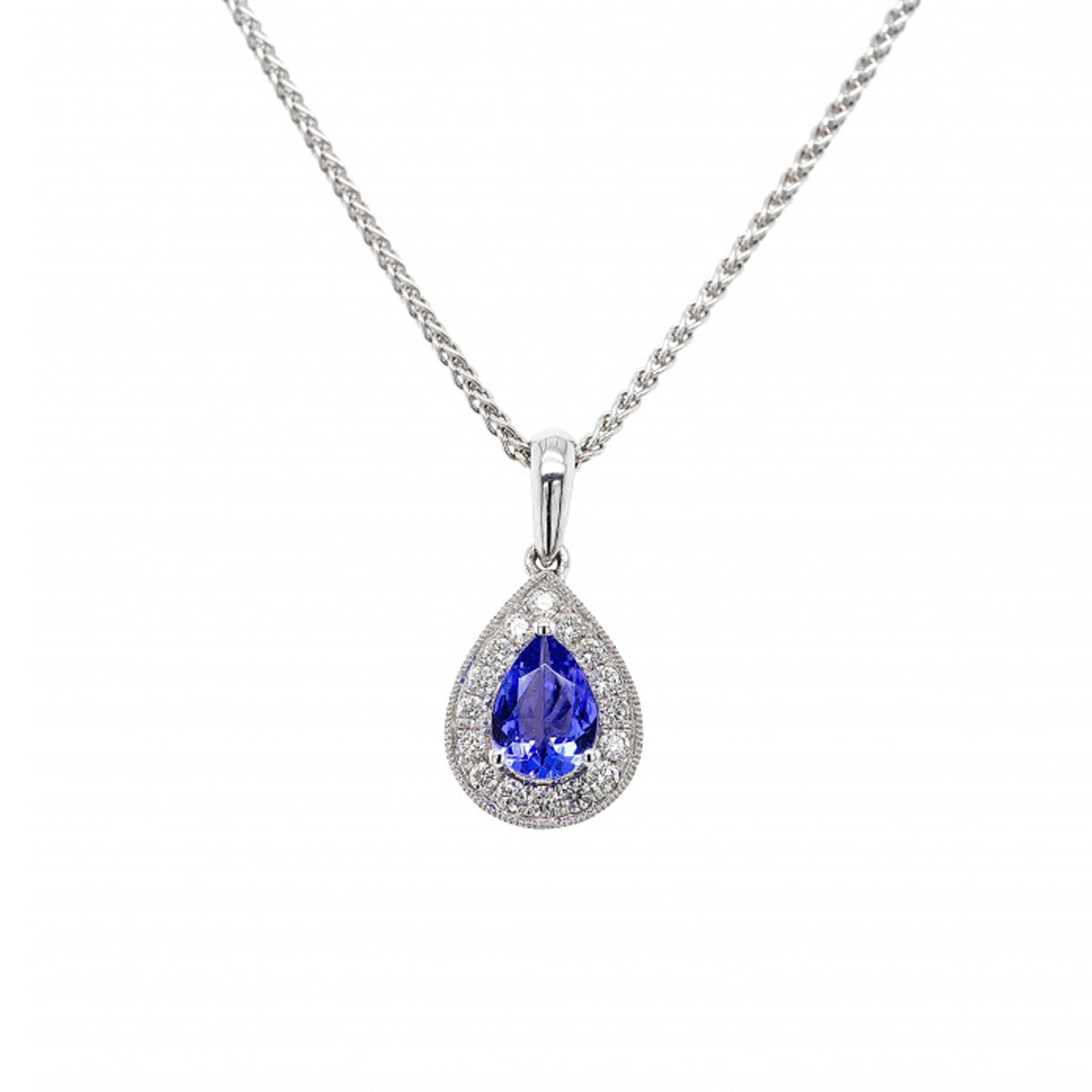 18ct White Gold Tanzanite Pear Pendant