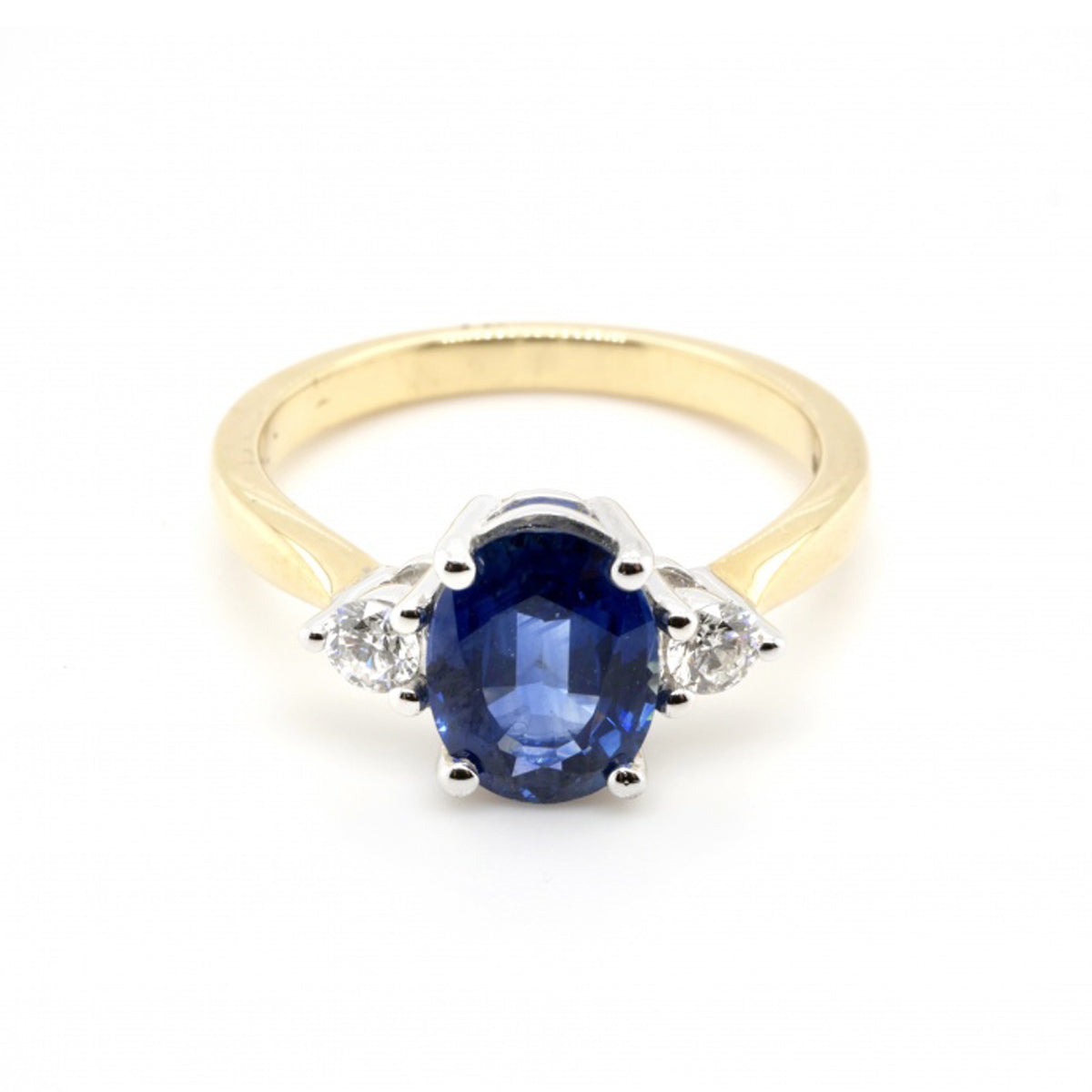 18ct Yellow Gold 3-Stone Sapphire Diamond Ring