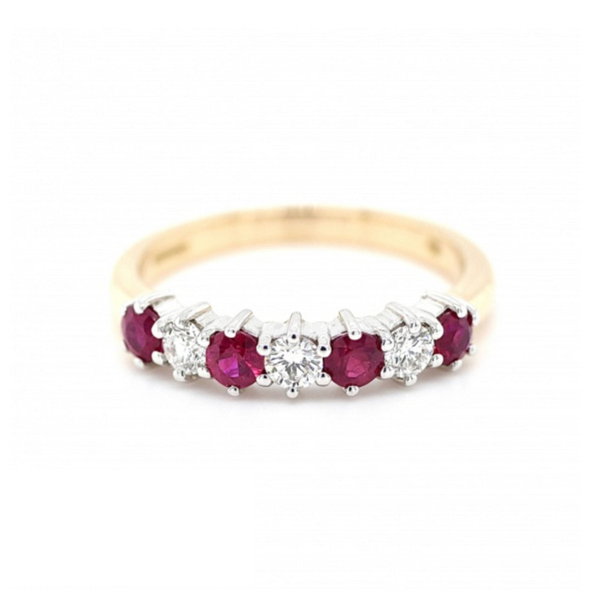 18ct Yellow and White Gold Ruby and Diamond Half Eternity Ring