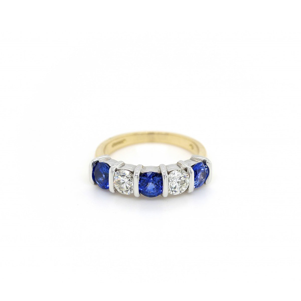 18ct Yellow Gold Sapphire and Diamond 5 stone ring