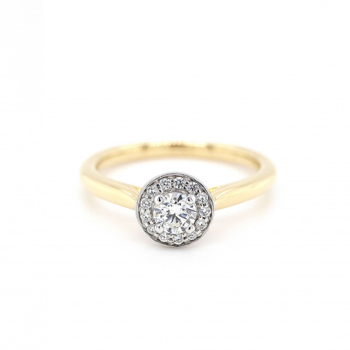 18ct Yellow and White Diamond Halo Ring