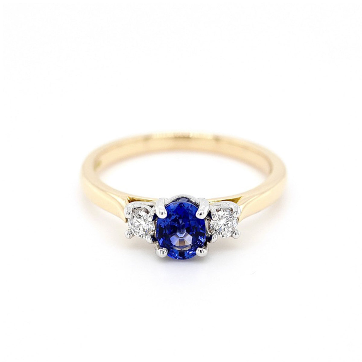 18ct Yellow and White Gold Sapphire and Diamond 3-Stone Ring