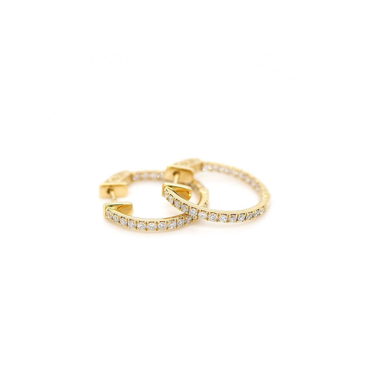 18ct Yellow Gold Claw Set Diamond Hoop Earrings 0.50ct