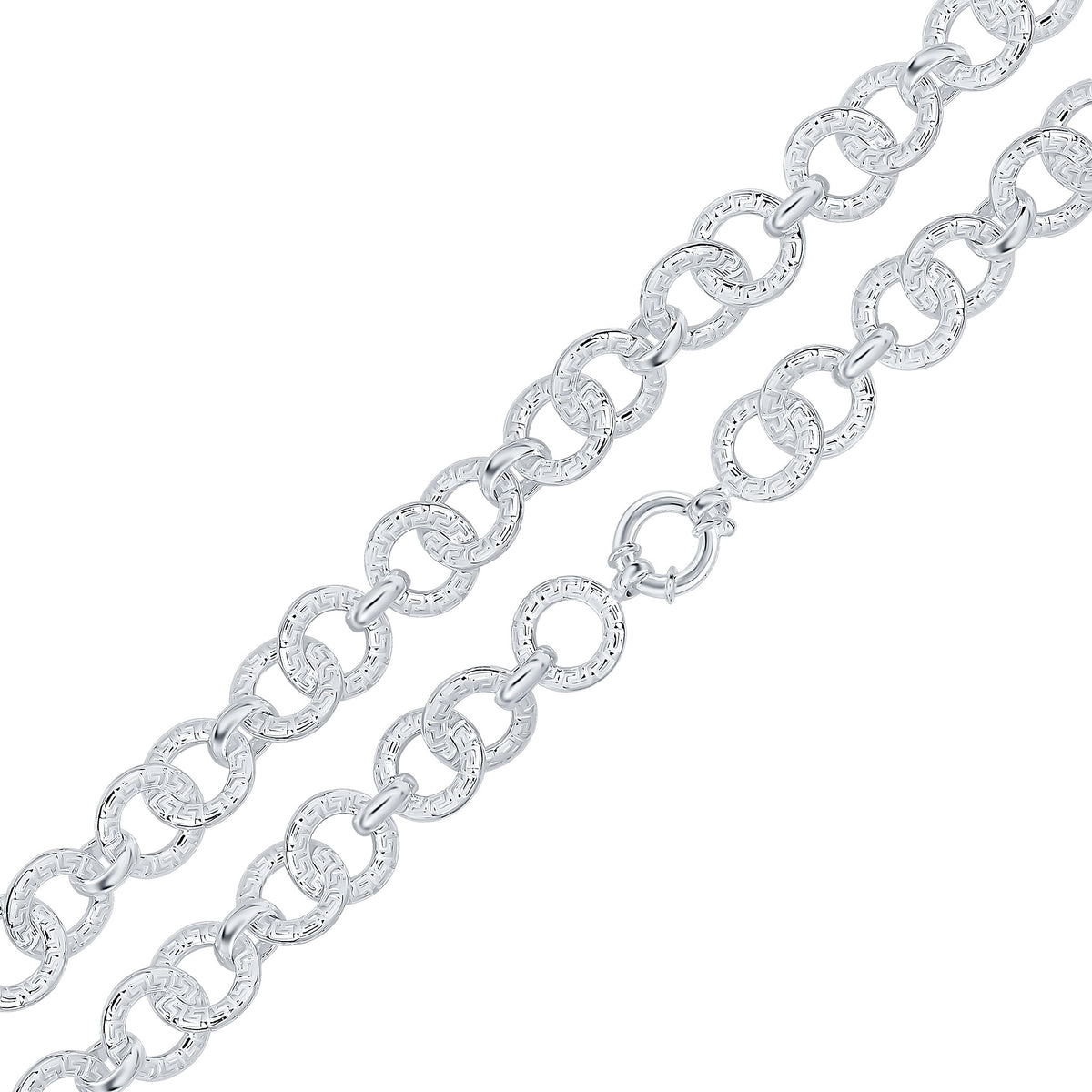 Silver 18mm Round Greek Key 19" Bolt Ring