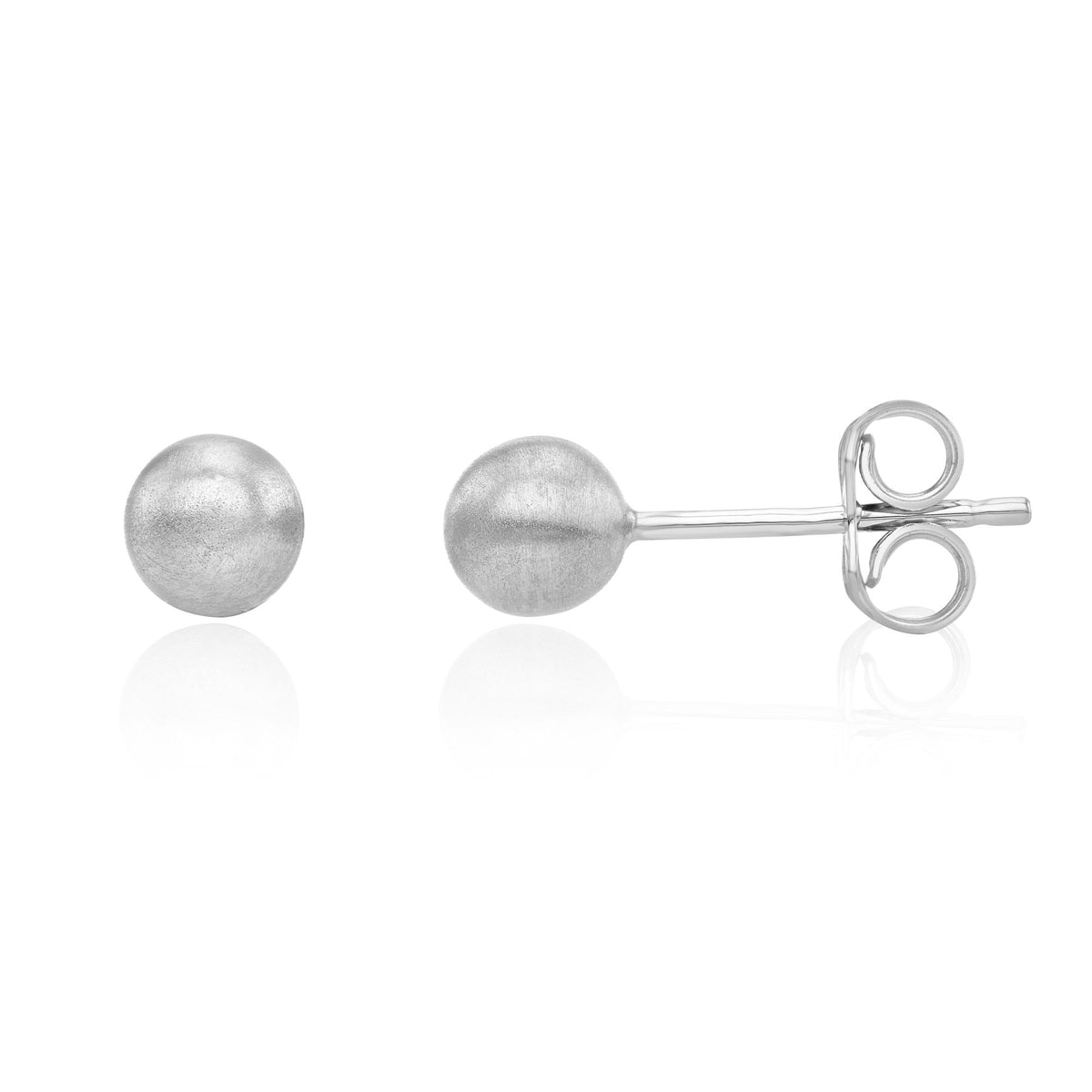 9CT White Gold Satin 5MM Ball Stud Earrings