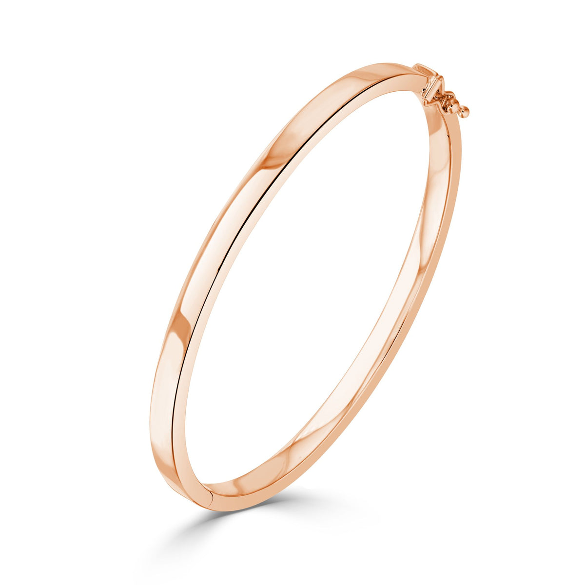 9CT Rose Gold 4MM Square Section Hinged Solid Bangle