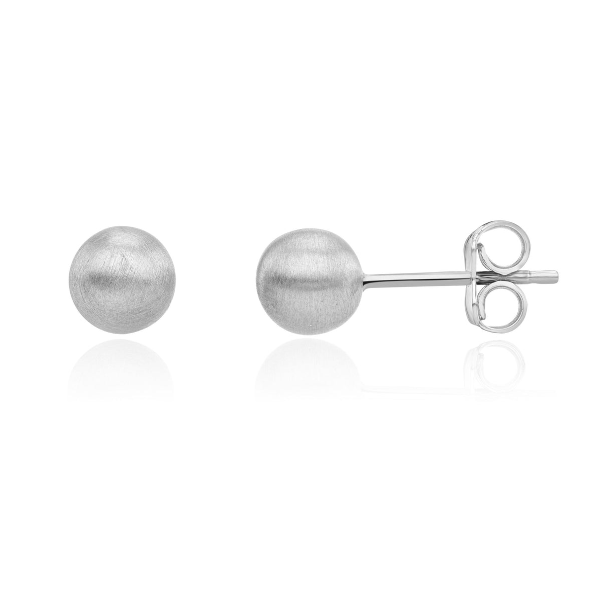 9CT White Gold Satin Finish 6MM Ball Studs