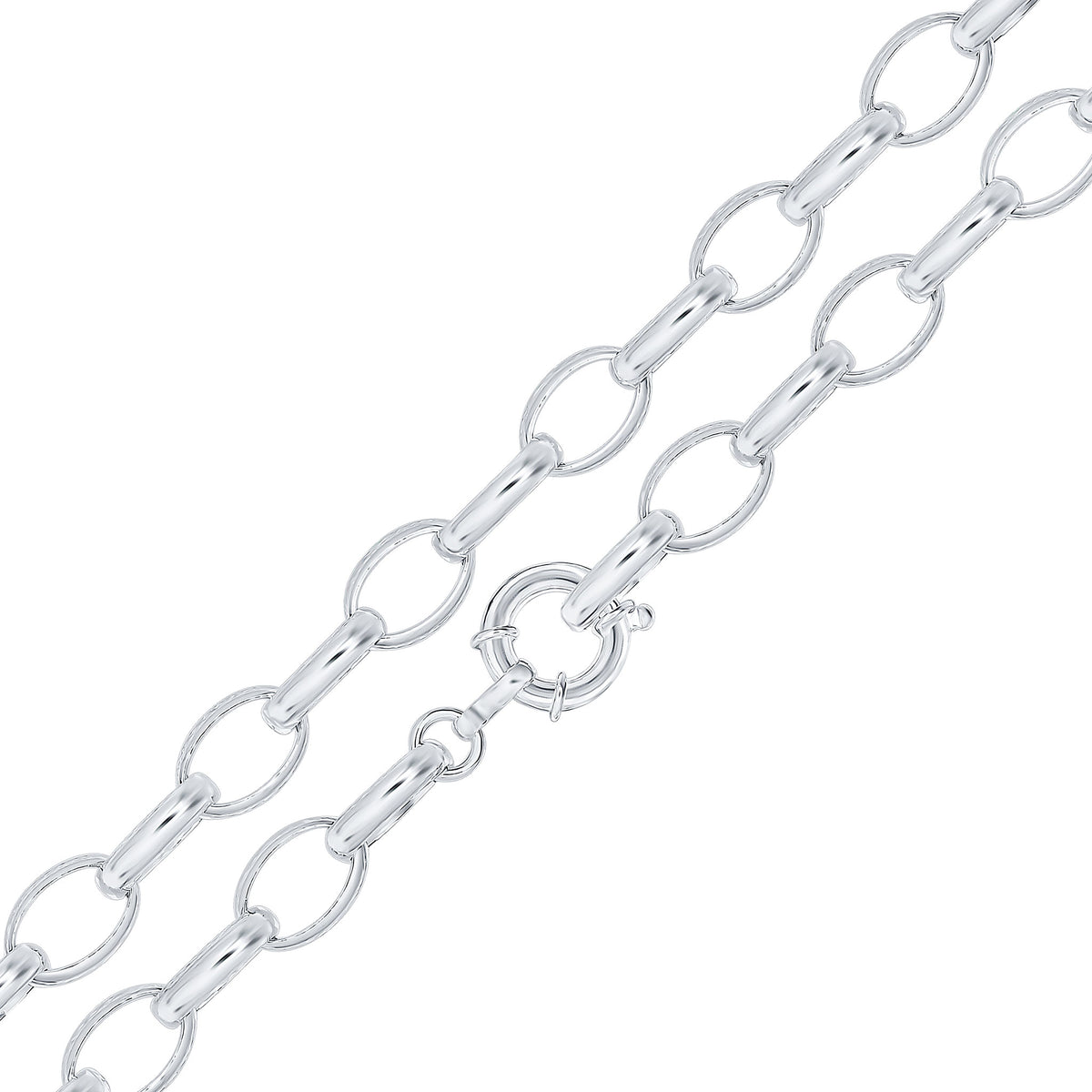 Silver 11x18mm Oval Belcher 20" Bolt Ring