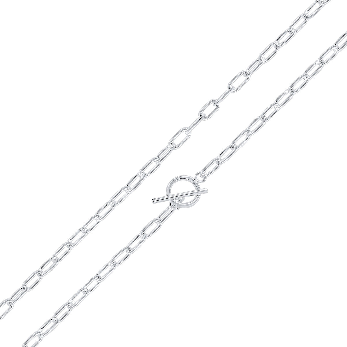 Silver 5x11mm Paperclip Chain T-Bar 20"