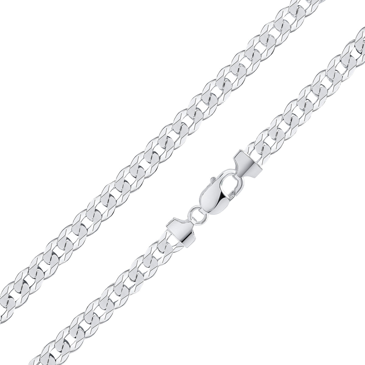 Silver 7.5mm Curb Necklace 20"