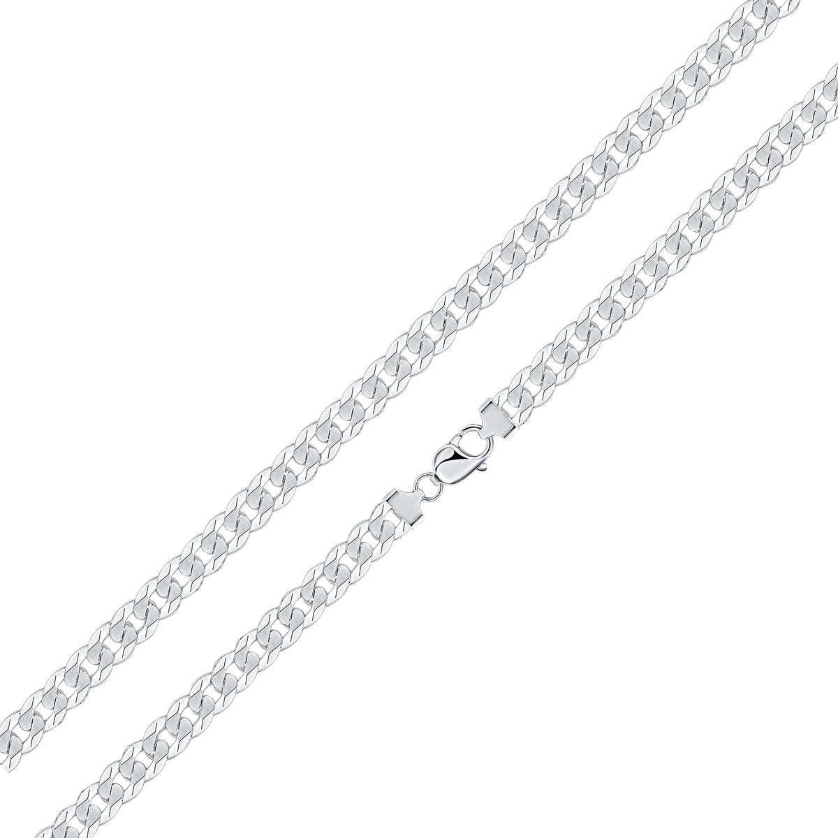 Silver 8.5mm Curb Necklace 24"