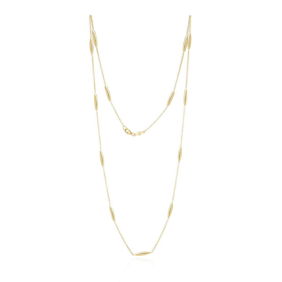 9CT Yellow Gold Chain And 3D Marquise Motif Necklace. 24 Inch