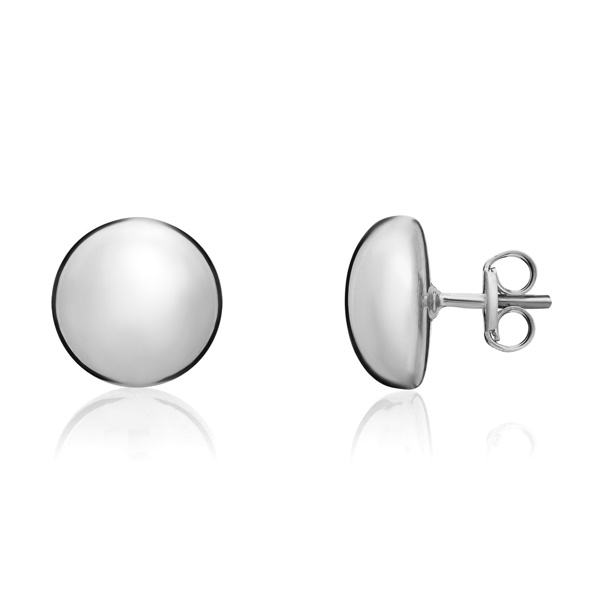 9CT White Gold 10MM Polished Button Studs