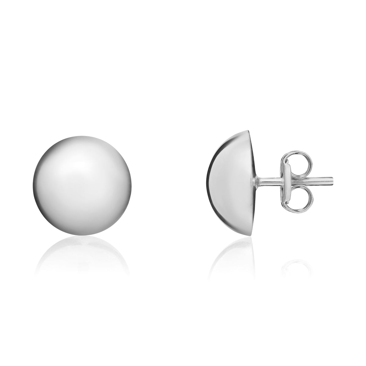 9CT White Gold 10MM Polished Domed Stud Earrings