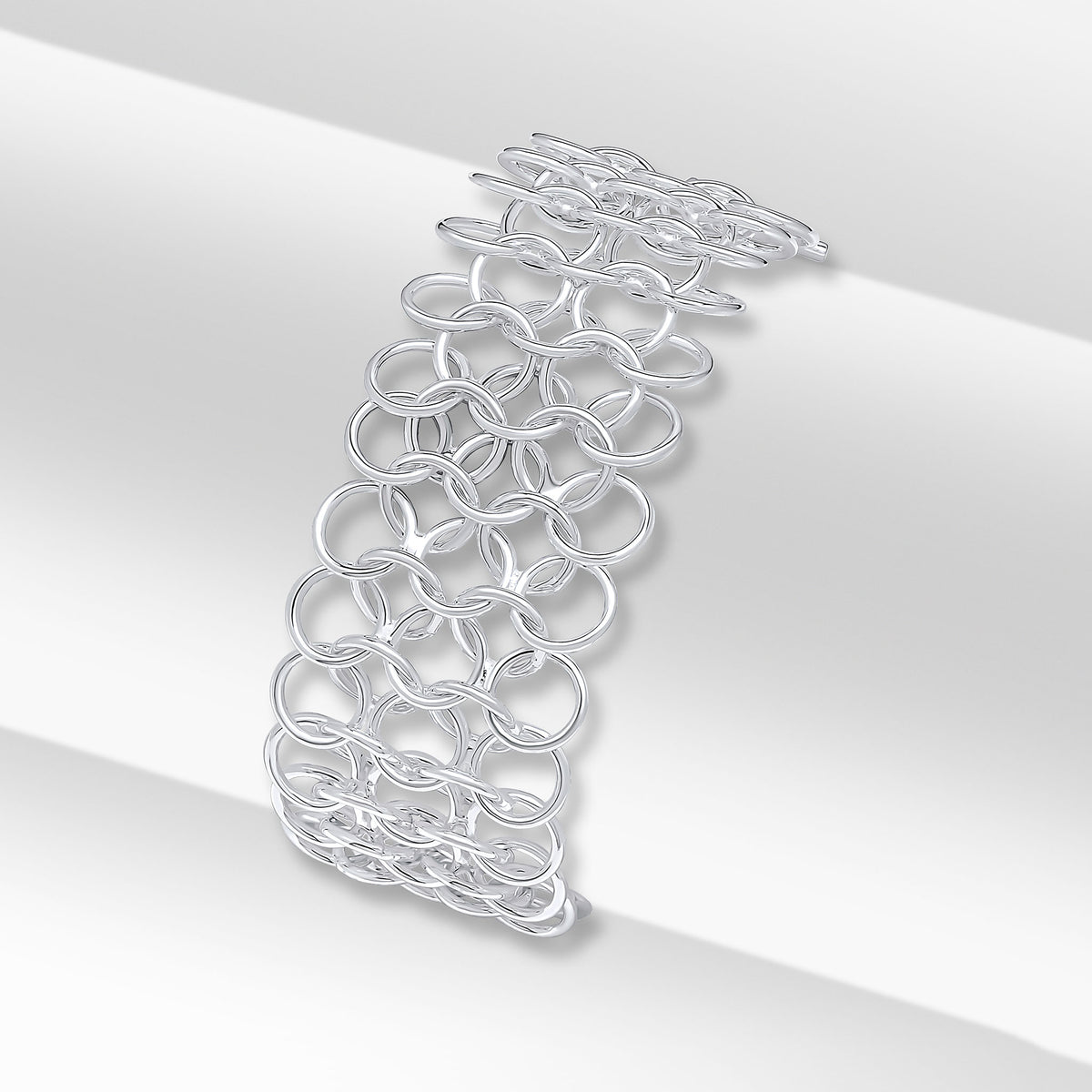 Silver 5 Row Link Rings 7.5"