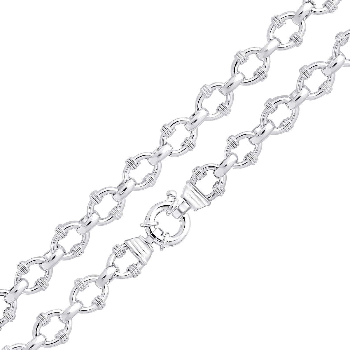 Silver 12.8mm Belted Oval 7.5" Bolt Ring