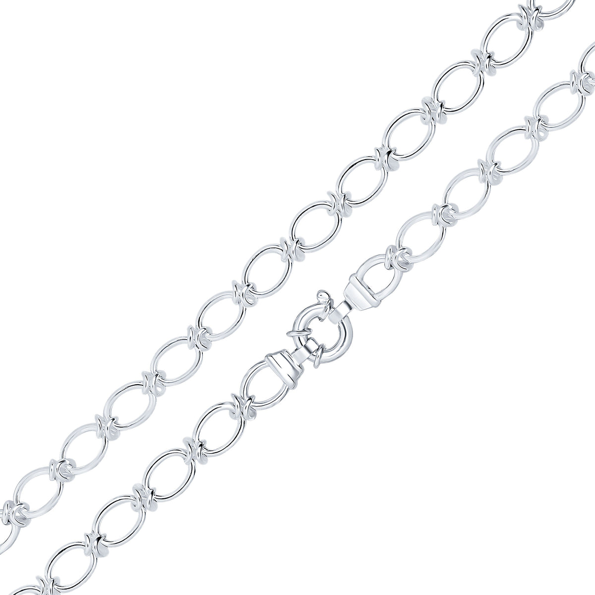 Silver 9mm Oval Knot 7.5" Bolt Ring