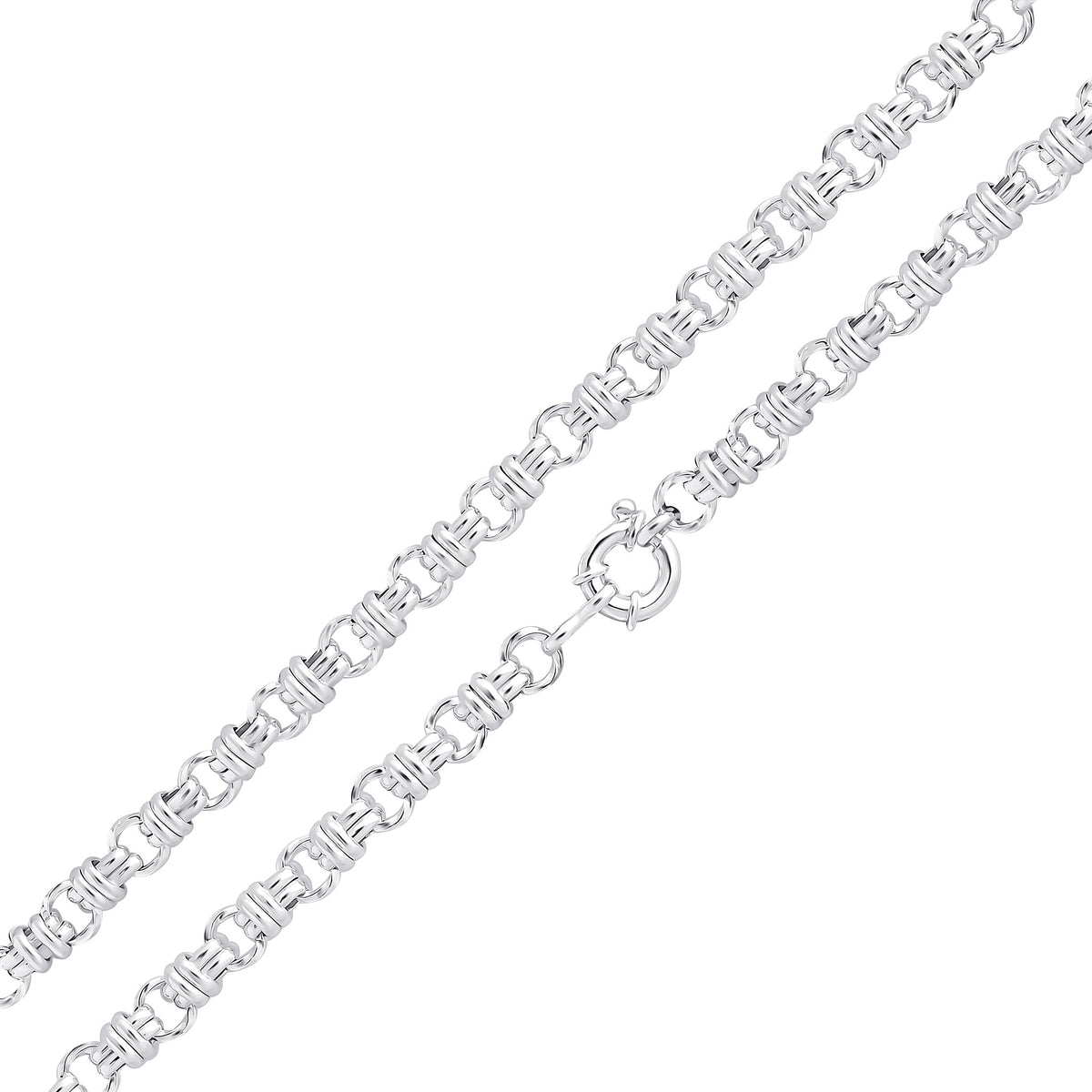 Silver 8mm Circle Belt Link 7.5" Bolt Ring