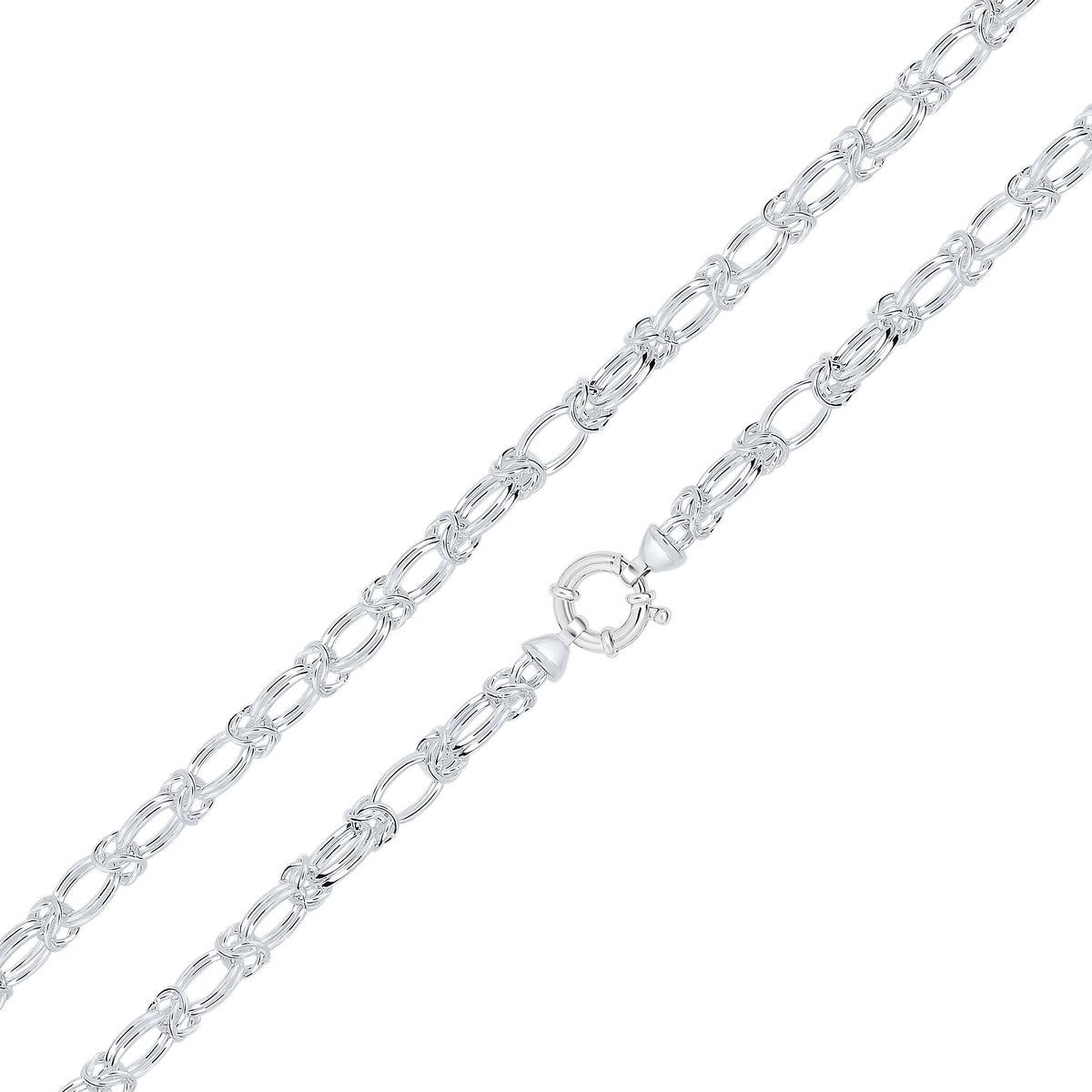 Silver 8.5mm Double Oval Byzantine 7.5" Bolt Ring
