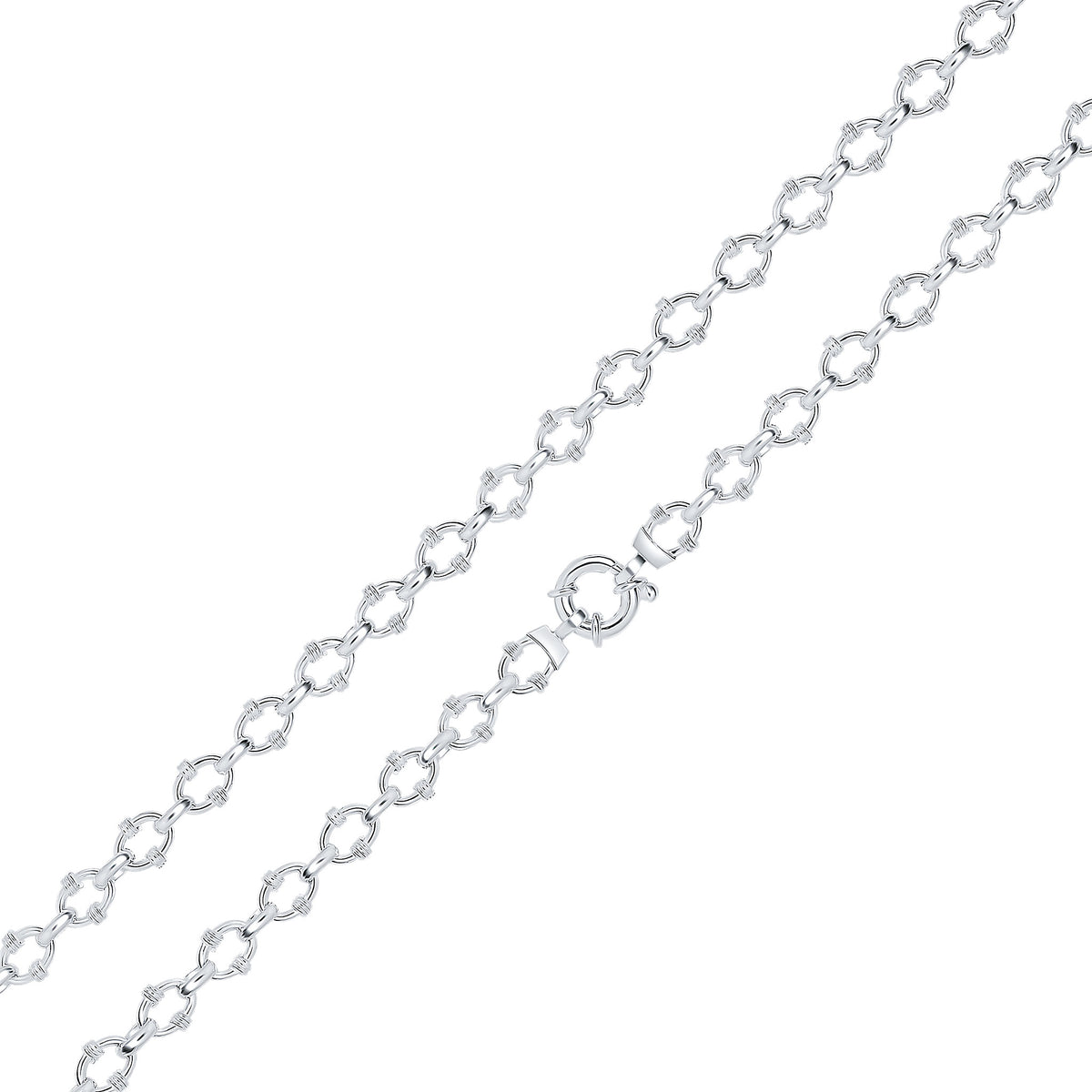 Silver 8.5mm Belted Oval Belcher 7.5"