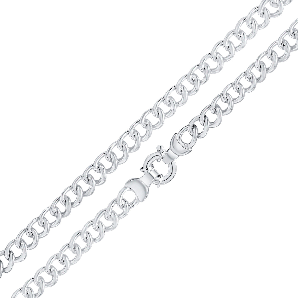 Silver 8mm Curb 7.5" Bolt Ring