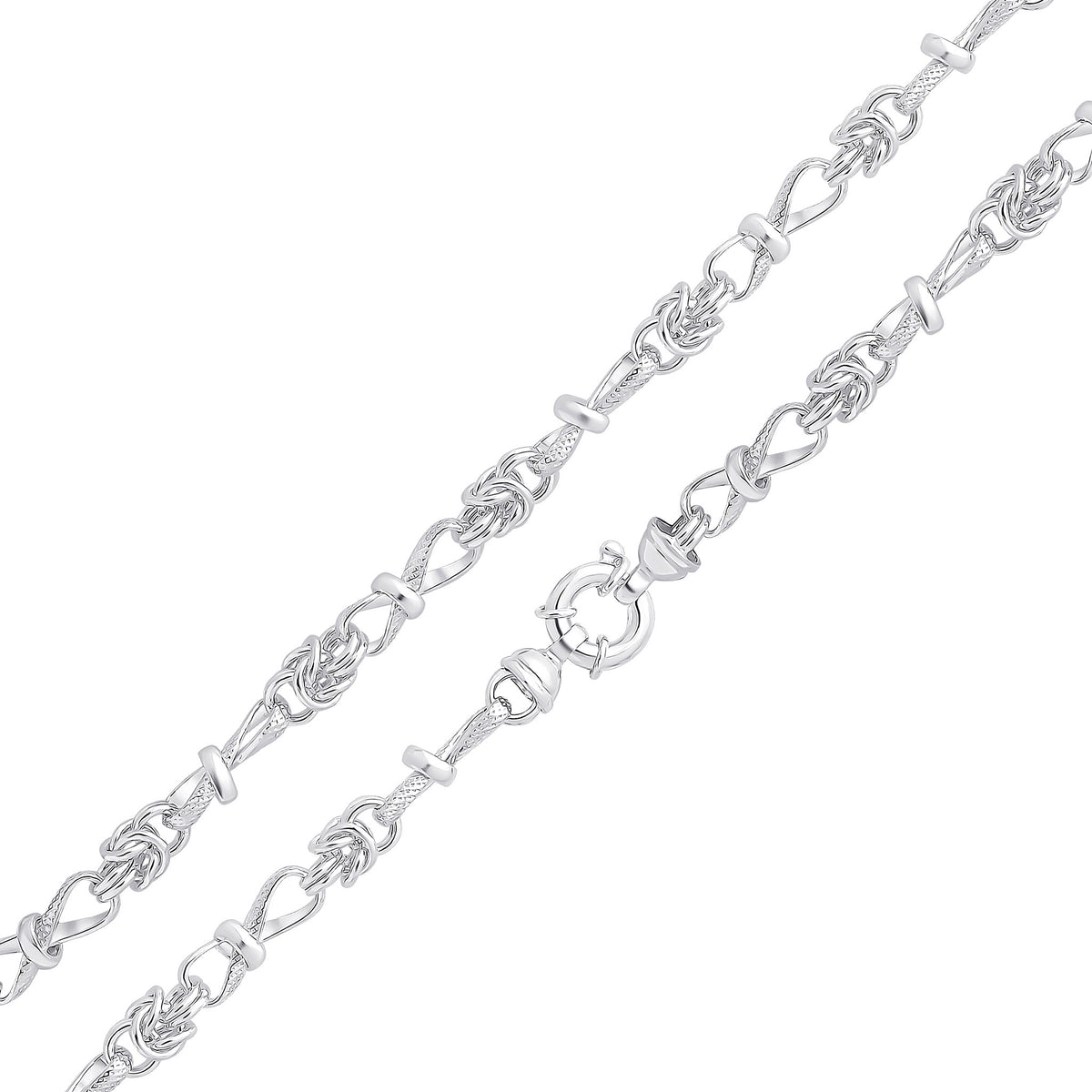 Silver 6.6mm Byzantine Infinity 7.5" Bolt Ring