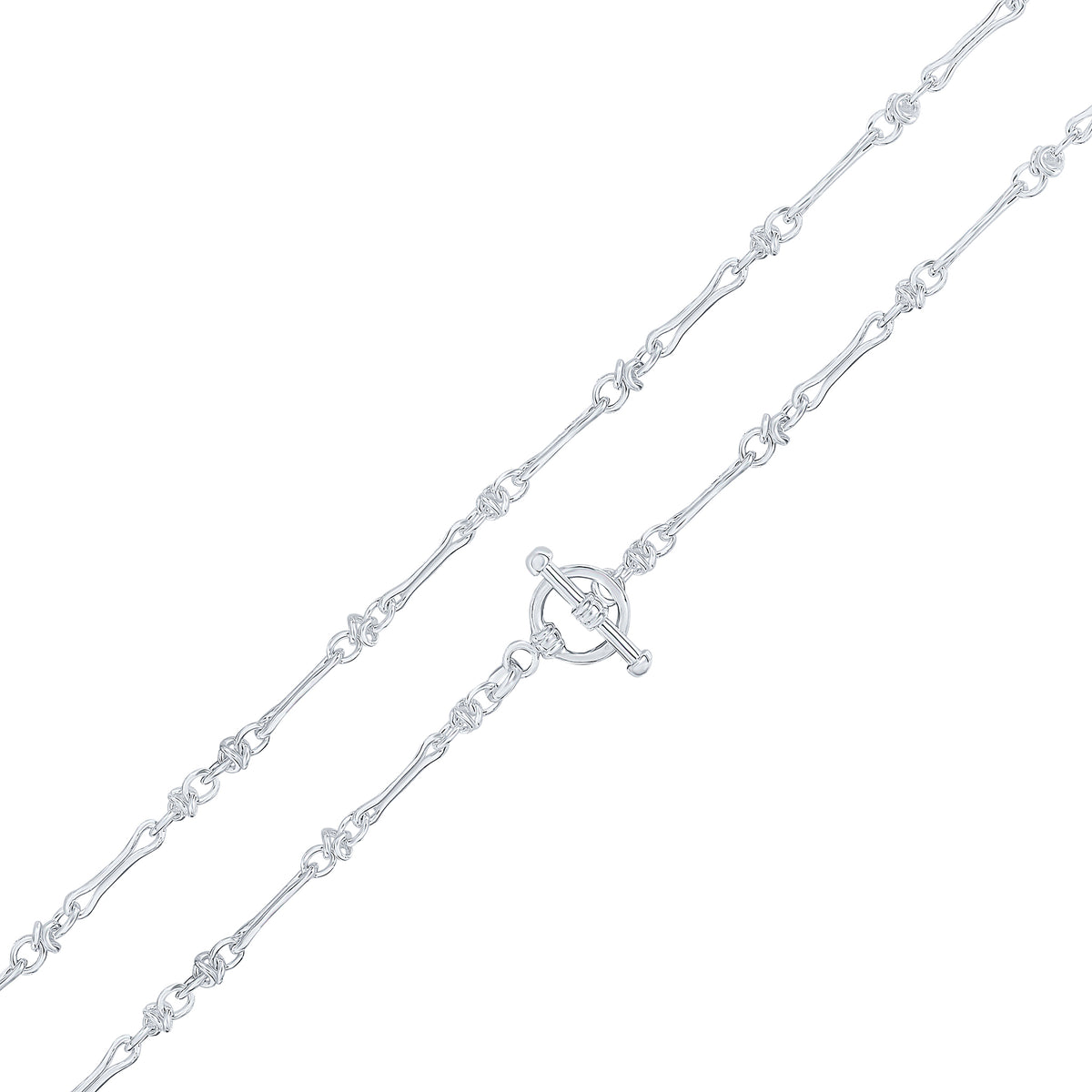 Silver 4.5mm Pinch Bar Knot 7.5" T-Bar