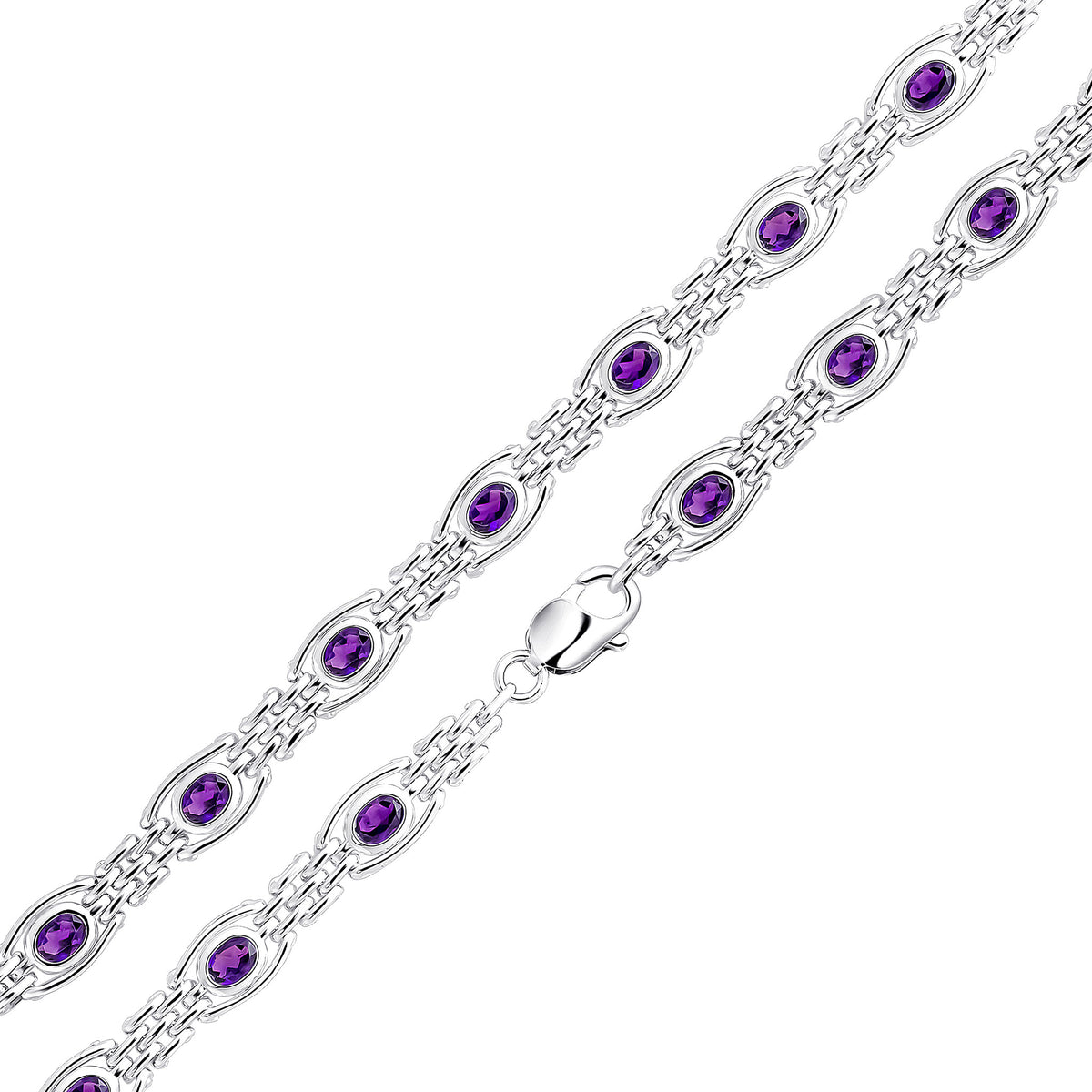 Silver 9.5mm Amethyst Gate 7.5"