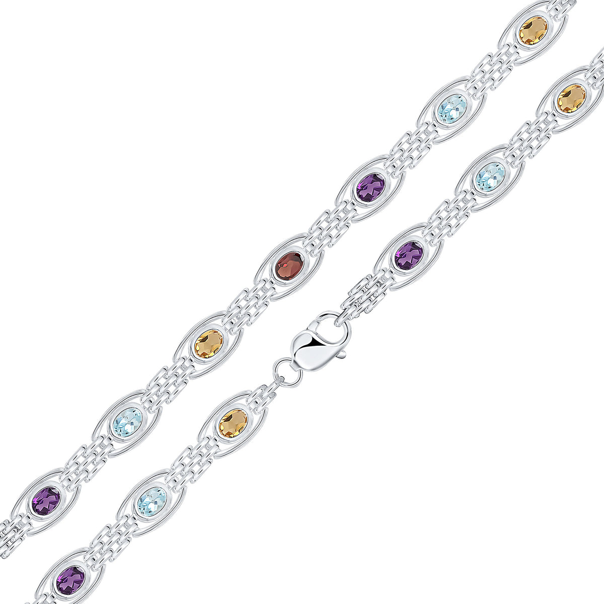Silver 9mm Mix Stone Gate 7.5"