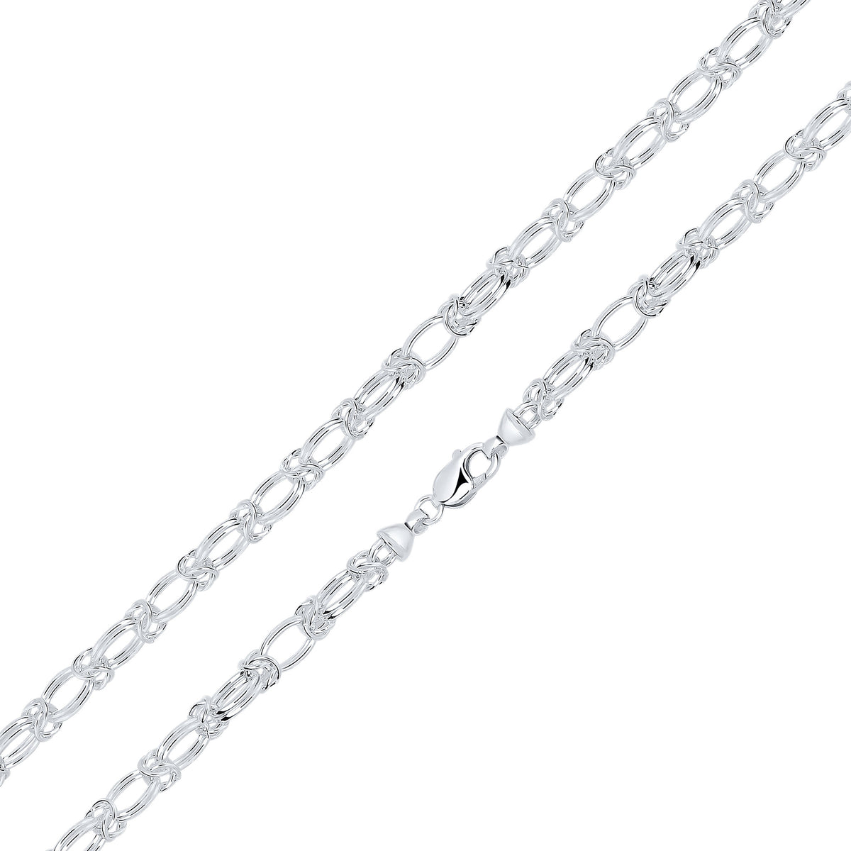 Silver 8.5mm Double Oval Byzantine 7.5"
