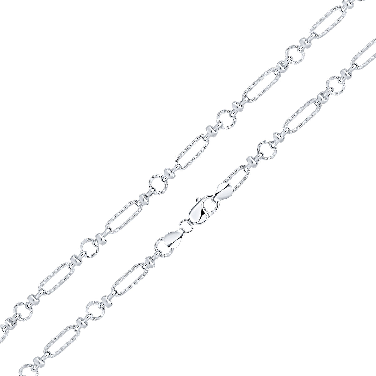 Silver 8mm Textured Long Oval 7.5"